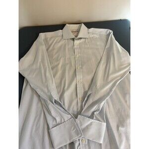 Thomas Pink Shirt Mens 16-34 Light Blue French Cuff Made in Ireland Dress Shirt
